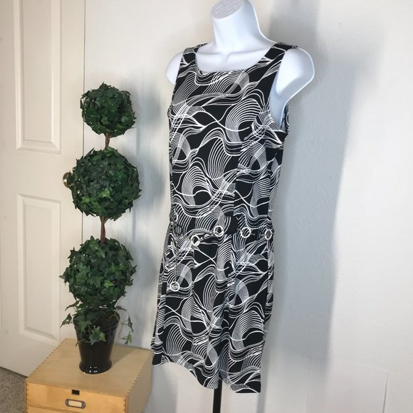 Y2K Vintage Limited Too Sleeveless Dress | Black/White | Medium - Picture 3 of 11
